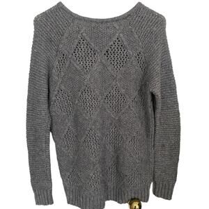 American Eagle Sweater Women's Gray Cable Knit Long Sleeve Sz S